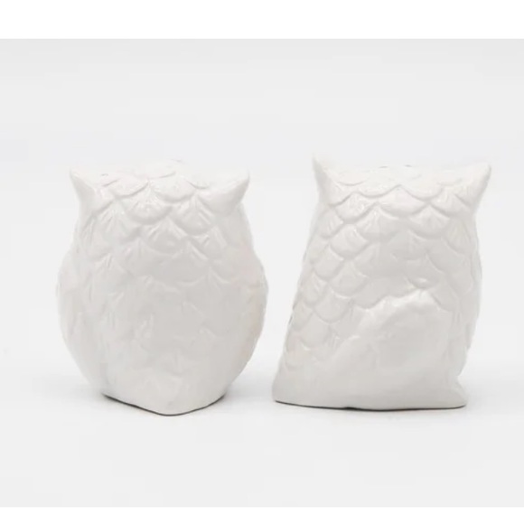 Owl Salt & Pepper Shaker Set LiL Shakies Porcelain White By Godinger Silver Art - Picture 3 of 15